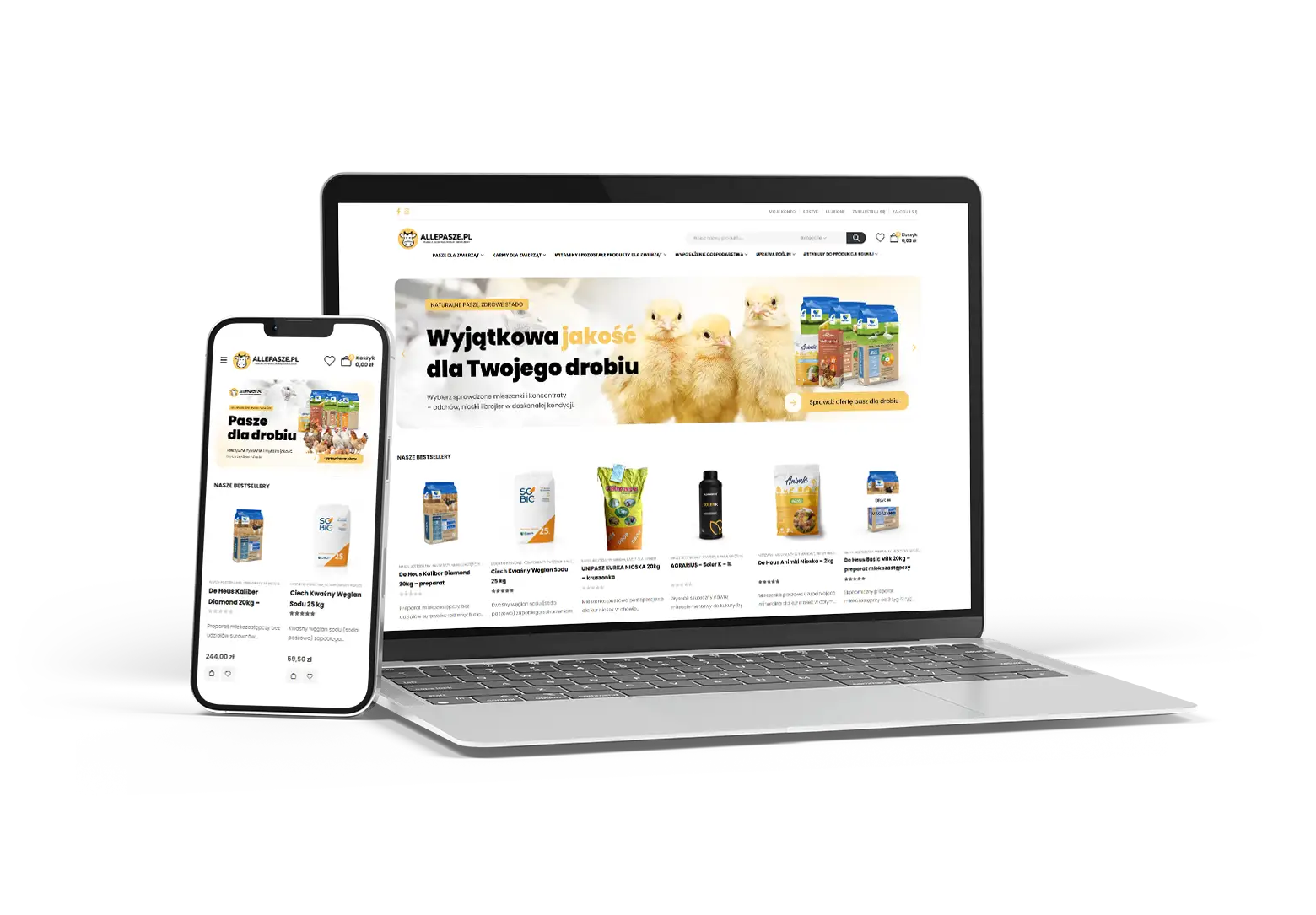 Sklep internetowy Allepasze.pl – WooCommerce dla firmy rolniczej MESP Grajewo, projekt Essency Media