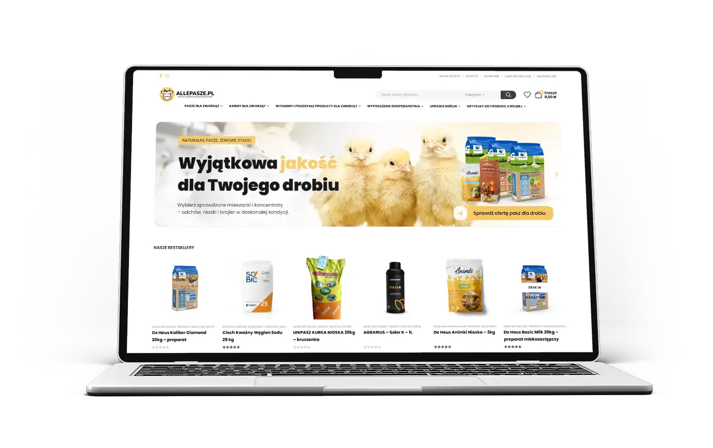 Nowoczesny projekt sklepu internetowego z artykułami rolniczymi – Allepasze