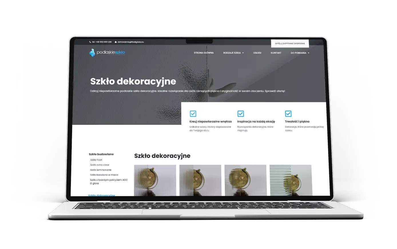 Nowoczesna strona internetowa dla producenta szkła – Podlaskie Szkło