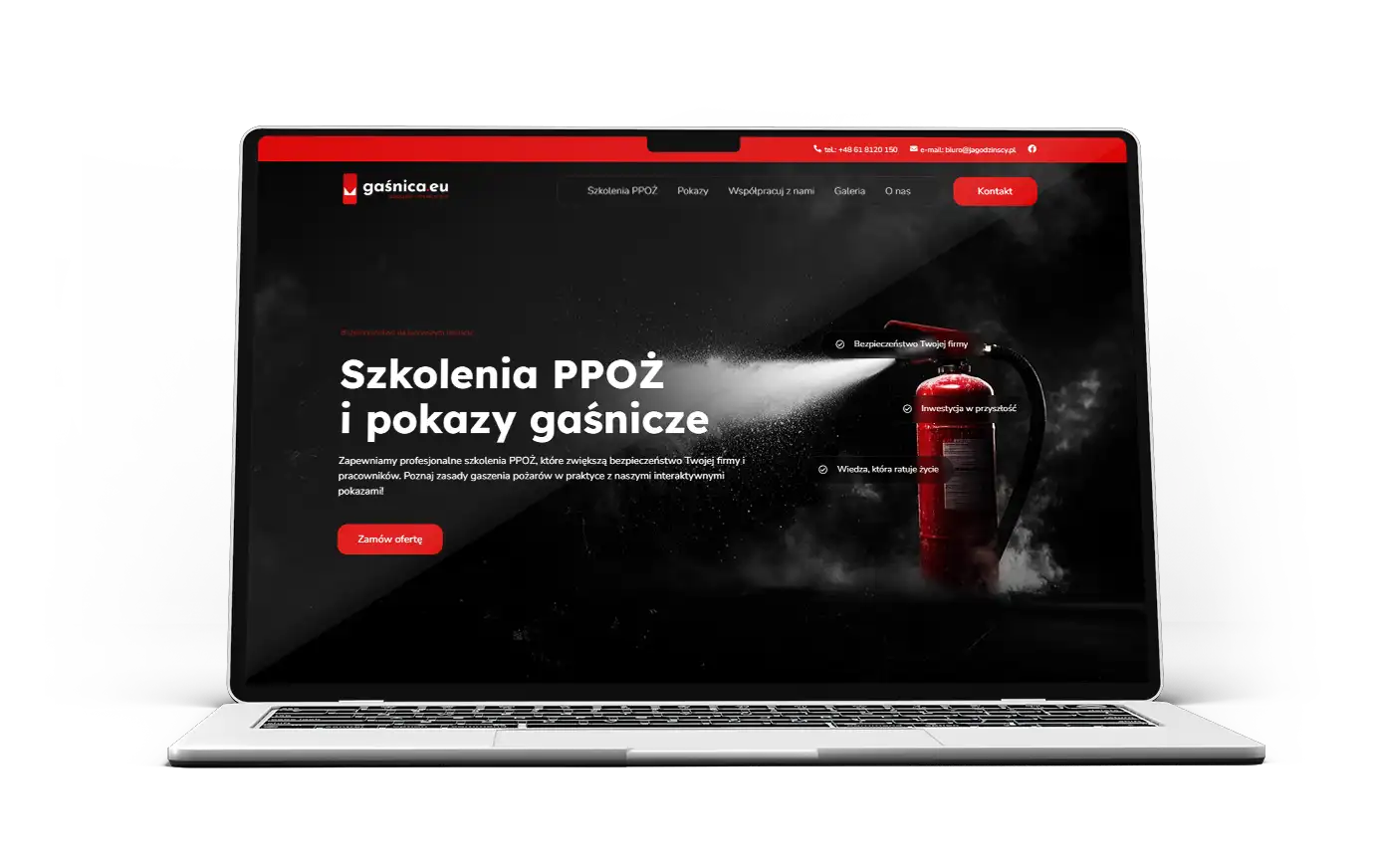 Strona wizytówka dla firmy serwisowej PPOŻ i BHP – Essency Media Elbląg